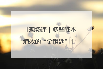 现场评｜多些降本增效的“金钥匙”