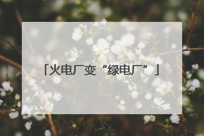 火电厂变“绿电厂”
