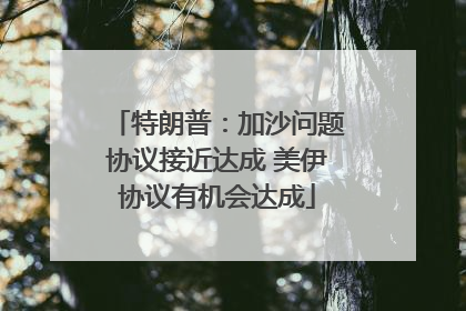特朗普：加沙问题协议接近达成 美伊协议有机会达成