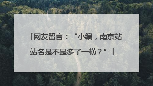 网友留言：“小编，南京站站名是不是多了一横？”
