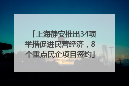上海静安推出34项举措促进民营经济，8个重点民企项目签约