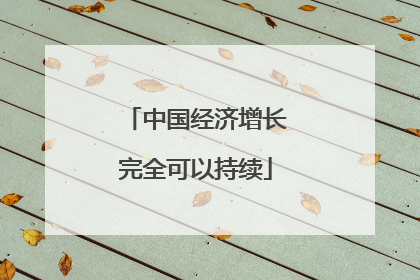 中国经济增长完全可以持续