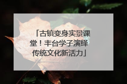 古镇变身实景课堂！丰台学子演绎传统文化新活力