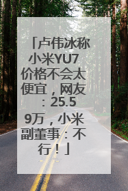 卢伟冰称小米YU7价格不会太便宜，网友：25.59万，小米副董事：不行！