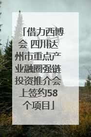 借力西博会 四川达州市重点产业融圈强链投资推介会上签约58个项目