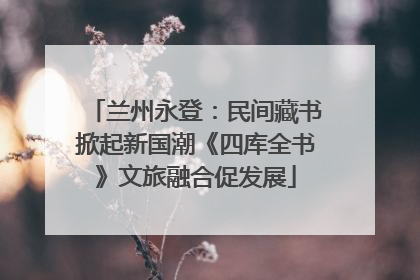 兰州永登：民间藏书掀起新国潮《四库全书》文旅融合促发展