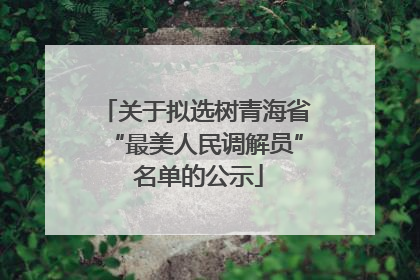 关于拟选树青海省“最美人民调解员” 名单的公示