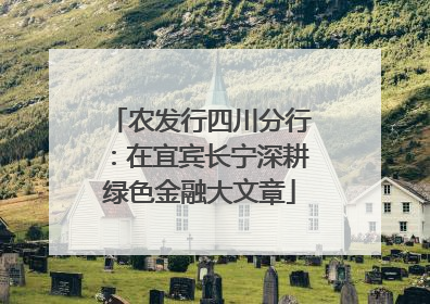 农发行四川分行：在宜宾长宁深耕绿色金融大文章
