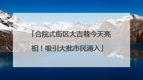 合院式街区大吉巷今天亮相！吸引大批市民涌入