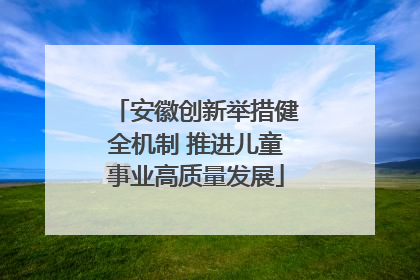 安徽创新举措健全机制 推进儿童事业高质量发展