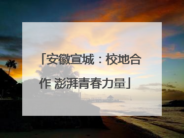 安徽宣城：校地合作 澎湃青春力量