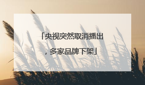 央视突然取消播出，多家品牌下架