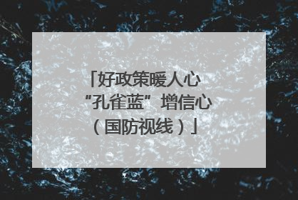好政策暖人心 “孔雀蓝”增信心（国防视线）