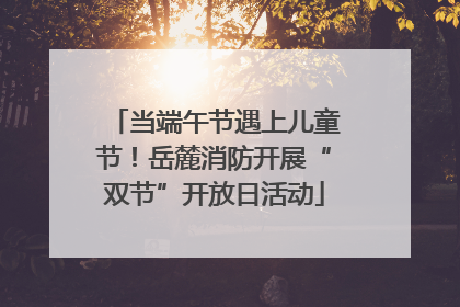 当端午节遇上儿童节！岳麓消防开展“双节”开放日活动
