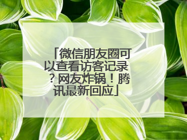 微信朋友圈可以查看访客记录？网友炸锅！腾讯最新回应
