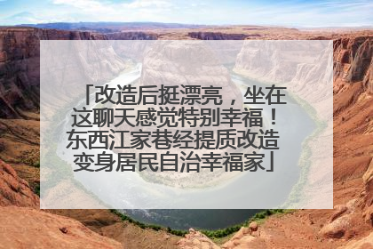 改造后挺漂亮，坐在这聊天感觉特别幸福！东西江家巷经提质改造变身居民自治幸福家