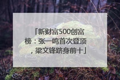 新财富500创富榜：张一鸣首次登顶，梁文锋跻身前十