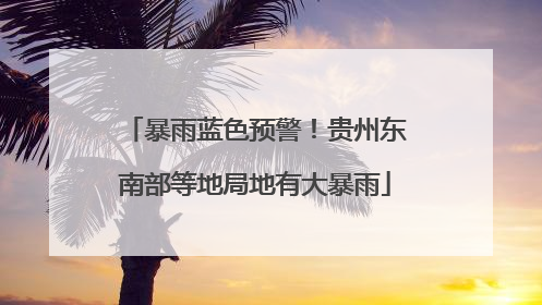 暴雨蓝色预警！贵州东南部等地局地有大暴雨