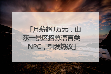 月薪超3万元，山东一景区招募语言类NPC，引发热议