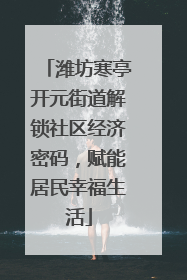 潍坊寒亭开元街道解锁社区经济密码，赋能居民幸福生活