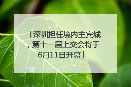 深圳担任境内主宾城，第十一届上交会将于6月11日开幕