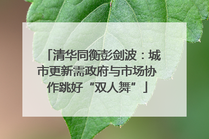 清华同衡彭剑波：城市更新需政府与市场协作跳好“双人舞”