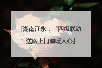 湖南江永：“四级联动”送医上门温暖人心