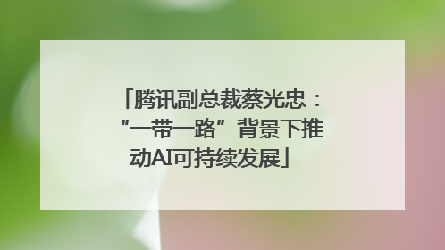 腾讯副总裁蔡光忠：“一带一路”背景下推动AI可持续发展
