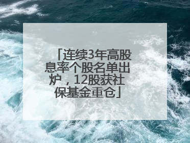 连续3年高股息率个股名单出炉，12股获社保基金重仓