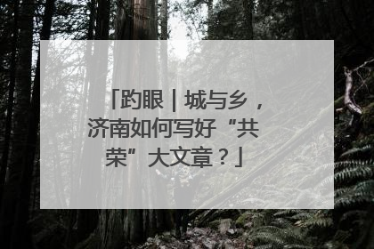 趵眼｜城与乡，济南如何写好“共荣”大文章？
