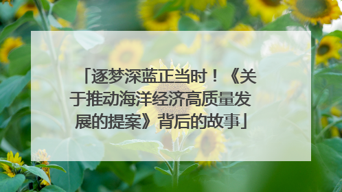逐梦深蓝正当时！《关于推动海洋经济高质量发展的提案》背后的故事