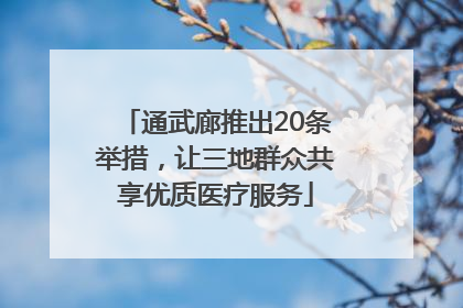 通武廊推出20条举措，让三地群众共享优质医疗服务