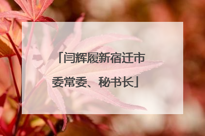 闫辉履新宿迁市委常委、秘书长