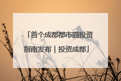 首个成都都市圈投资指南发布｜投资成都