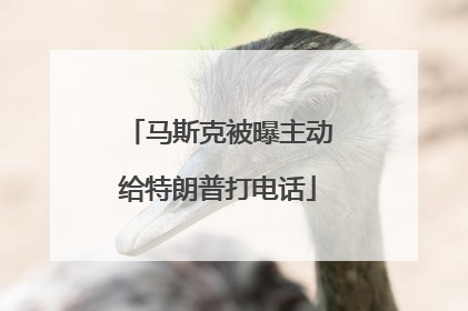 马斯克被曝主动给特朗普打电话