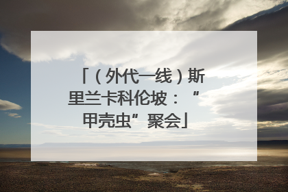 （外代一线）斯里兰卡科伦坡：“甲壳虫”聚会