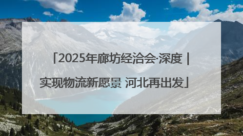 2025年廊坊经洽会·深度｜实现物流新愿景 河北再出发