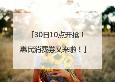 30日10点开抢！惠民消费券又来啦！