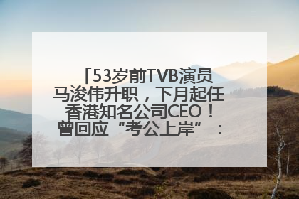 53岁前TVB演员马浚伟升职，下月起任香港知名公司CEO！曾回应“考公上岸”：真不是公务员